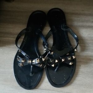 Black Studded Sandals Made In Italy Size 40